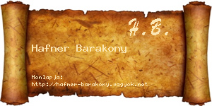 Hafner Barakony névjegykártya